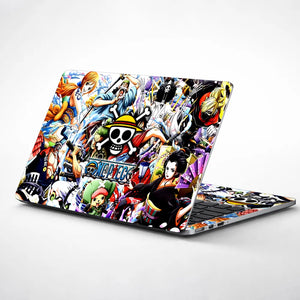 Anime Collage One Piece Logo in Center Laptop Skin - View 1