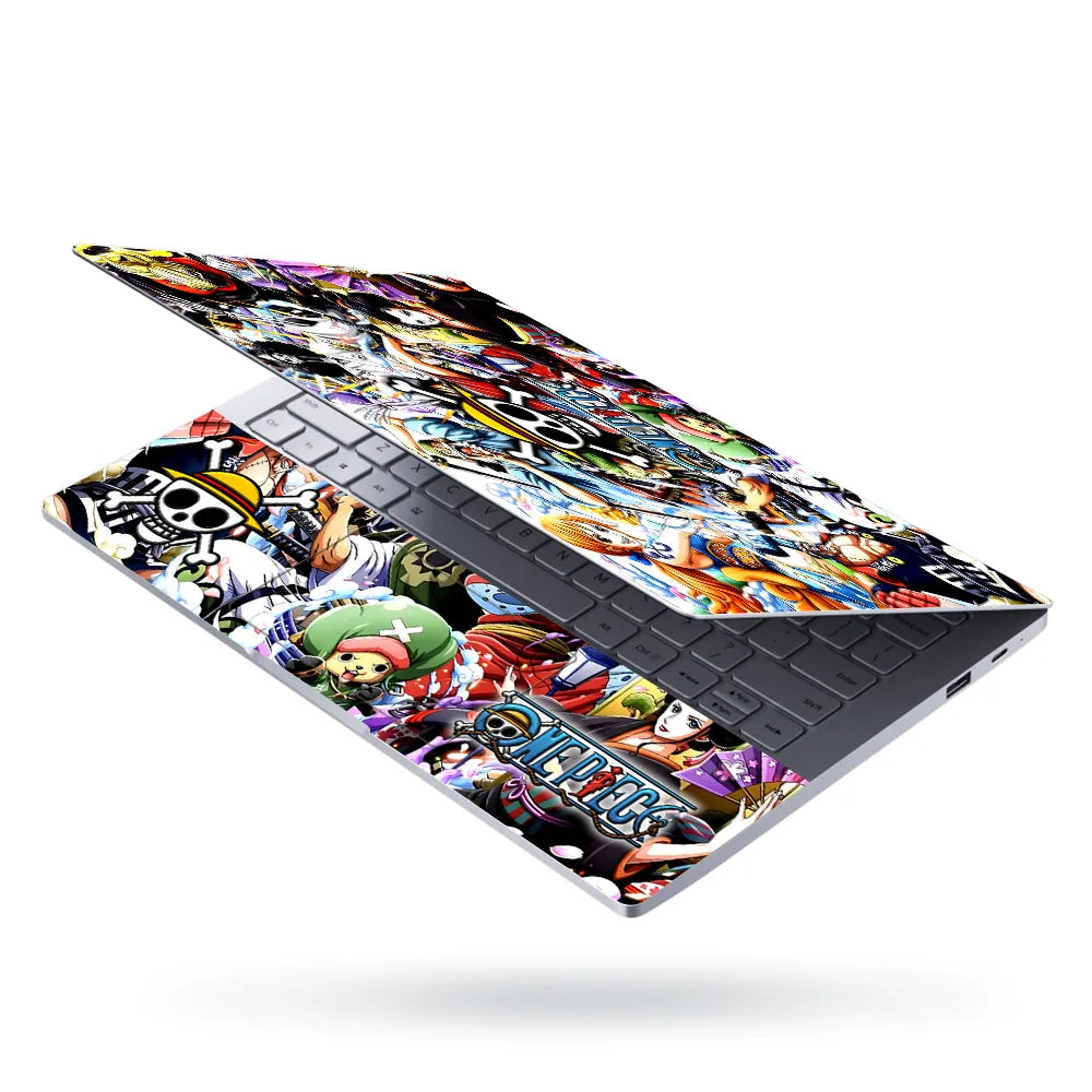 Anime Collage One Piece Logo in Center Laptop Skin - View 3