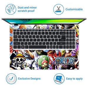 Anime Collage One Piece Logo in Center Laptop Skin - View 5