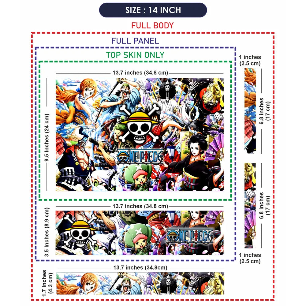 Anime Collage One Piece Logo in Center Laptop Skin - View 7