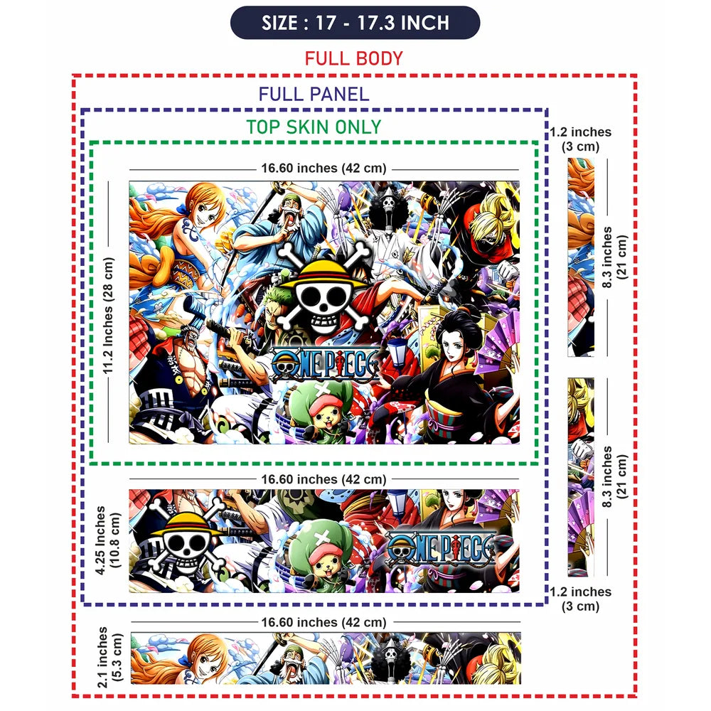 Anime Collage One Piece Logo in Center Laptop Skin - View 9