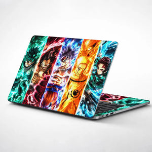 Anime Crossover Five Heroes Energy Panels Laptop Skin - View 1