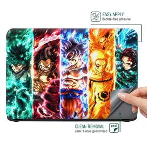 Anime Crossover Five Heroes Energy Panels Laptop Skin - View 4