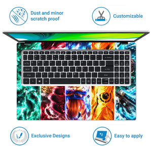 Anime Crossover Five Heroes Energy Panels Laptop Skin - View 5