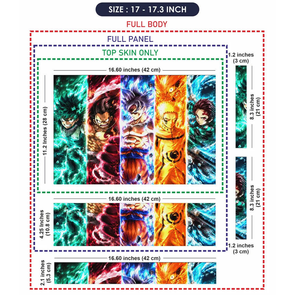 Anime Crossover Five Heroes Energy Panels Laptop Skin - View 9
