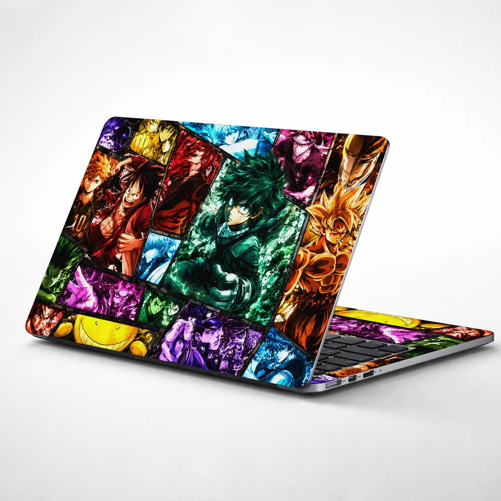 Anime Crossover Montage Panels Colored Laptop Skin - View 1