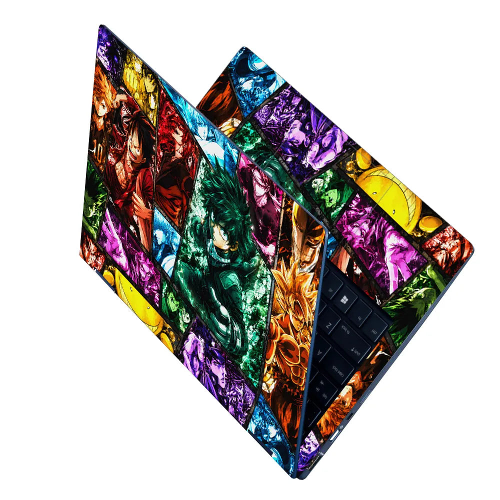 Anime Crossover Montage Panels Colored Laptop Skin - View 2