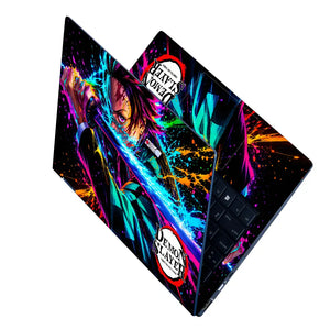 Anime Demon Slayer Tanjiro Neon Splash Laptop Skin - View 2