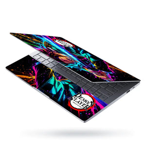 Anime Demon Slayer Tanjiro Neon Splash Laptop Skin - View 3