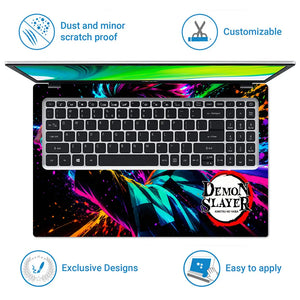 Anime Demon Slayer Tanjiro Neon Splash Laptop Skin - View 5