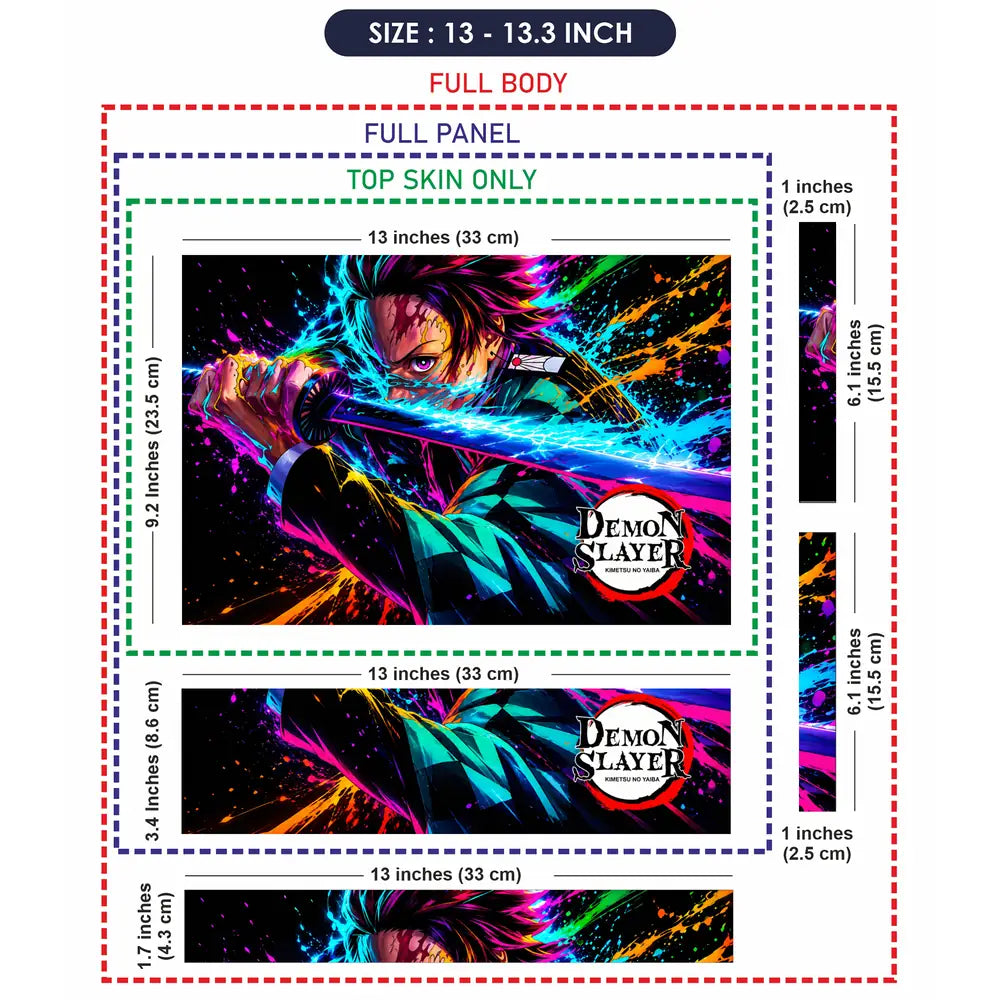 Anime Demon Slayer Tanjiro Neon Splash Laptop Skin - View 6