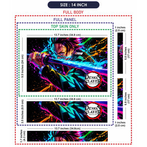Anime Demon Slayer Tanjiro Neon Splash Laptop Skin - View 7