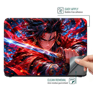 Anime Demon Slayer Yoriichi Red Sword Sparks Laptop Skin - View 4