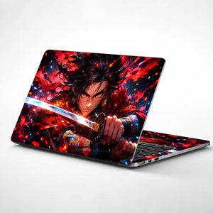 Anime Demon Slayer Yoriichi Red Sword Stance Laptop Skin - View 1