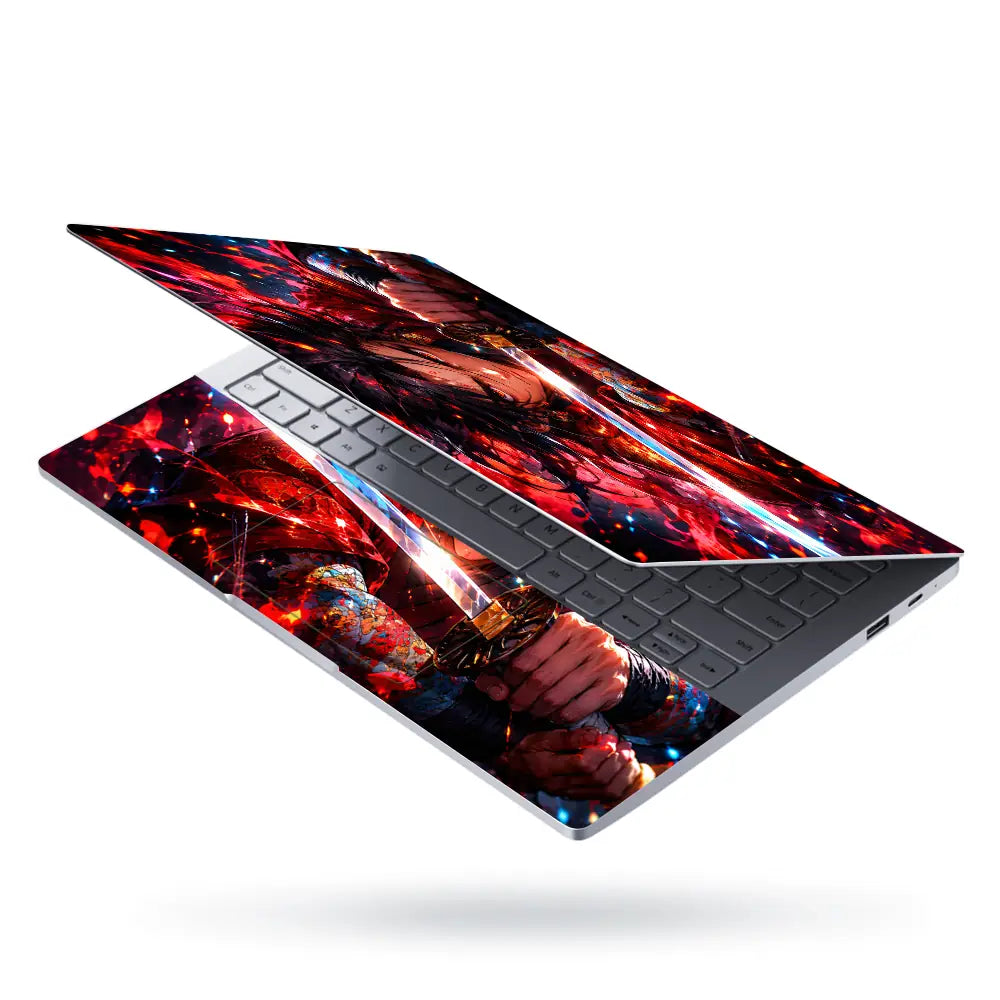 Anime Demon Slayer Yoriichi Red Sword Stance Laptop Skin - View 3