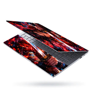 Anime Demon Slayer Yoriichi Red Sword Stance Laptop Skin - View 3