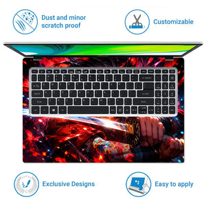 Anime Demon Slayer Yoriichi Red Sword Stance Laptop Skin - View 5