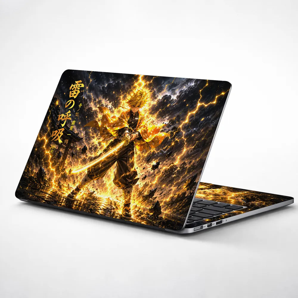 Anime Demon Slayer Zenitsu Lightning Stance Laptop Skin - View 1