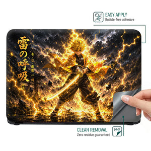 Anime Demon Slayer Zenitsu Lightning Stance Laptop Skin - View 4
