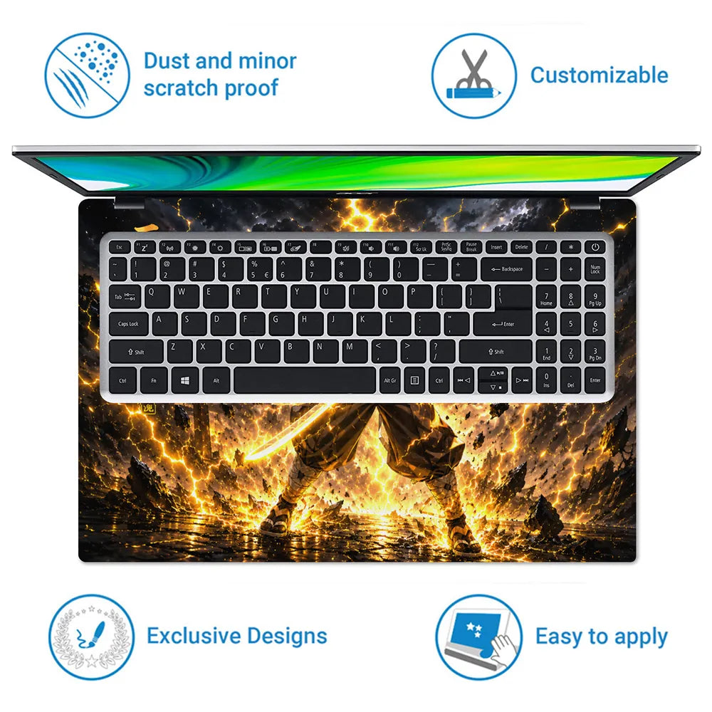 Anime Demon Slayer Zenitsu Lightning Stance Laptop Skin - View 5