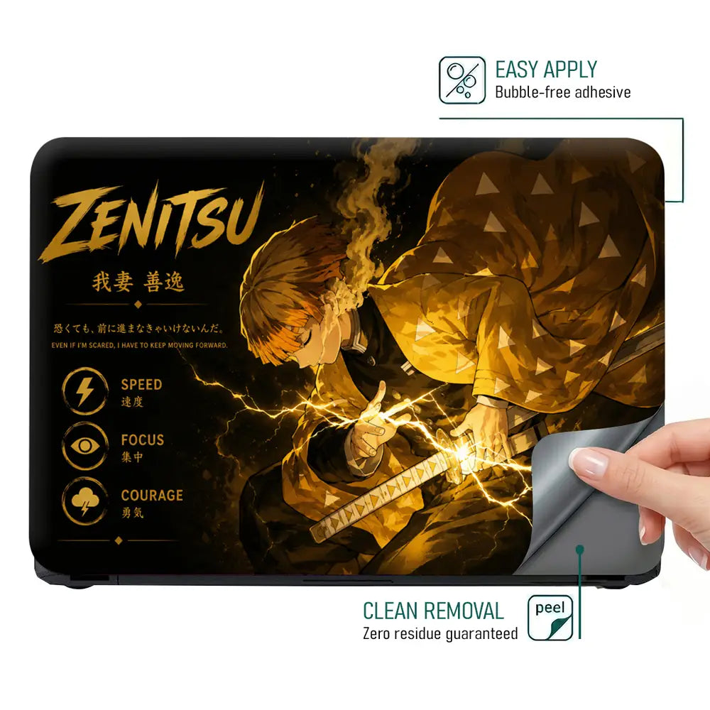 Anime Demon Slayer Zenitsu Strike Lightning Laptop Skin - View 4