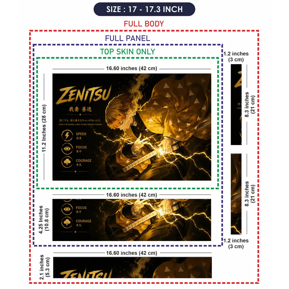 Anime Demon Slayer Zenitsu Strike Lightning Laptop Skin - View 9