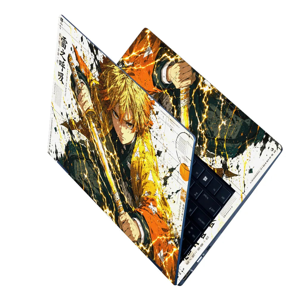 Anime Demon Slayer Zenitsu Sword Draw Yellow Laptop Skin - View 2