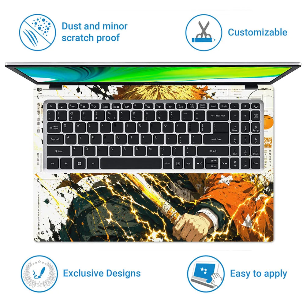 Anime Demon Slayer Zenitsu Sword Draw Yellow Laptop Skin - View 5