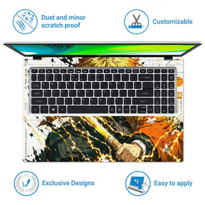 Anime Demon Slayer Zenitsu Sword Draw Yellow Laptop Skin - View 5