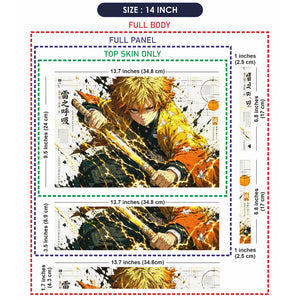 Anime Demon Slayer Zenitsu Sword Draw Yellow Laptop Skin - View 7