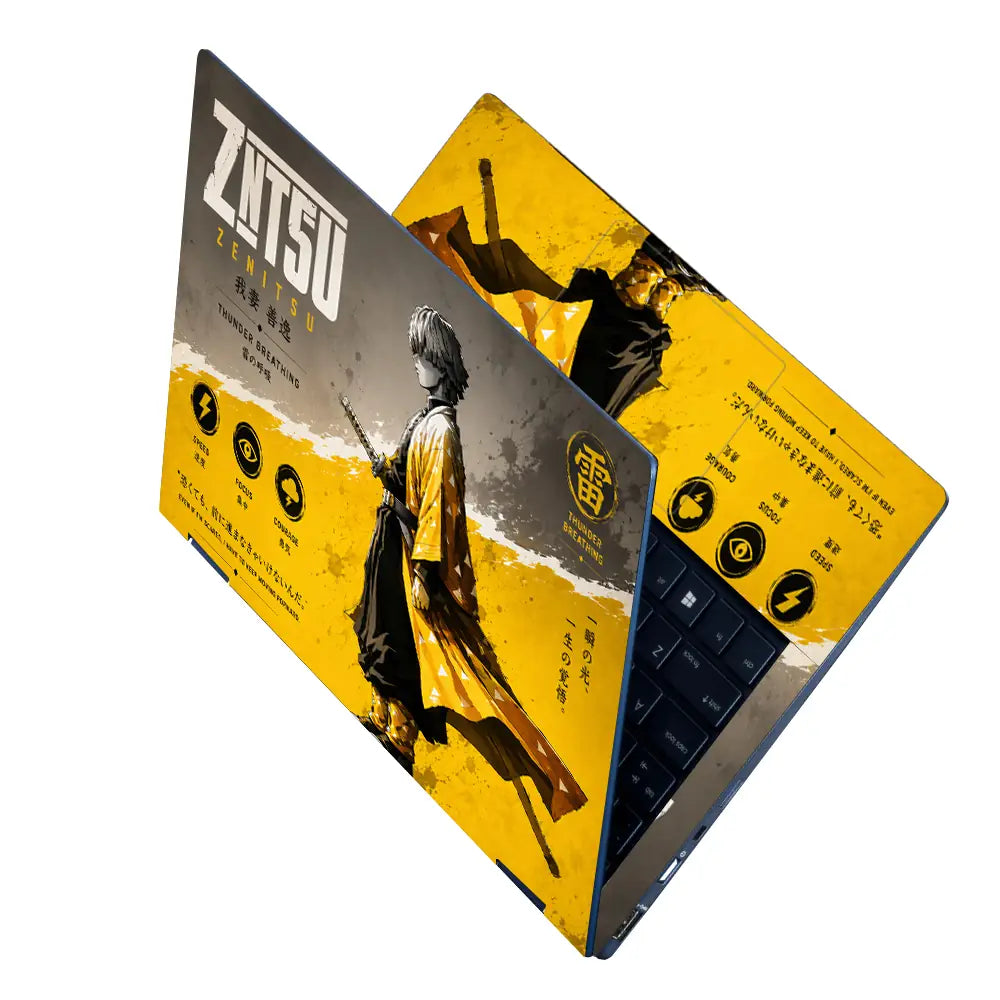 Anime Demon Slayer Zenitsu Thunder Breathing Yellow Laptop Skin - View 2