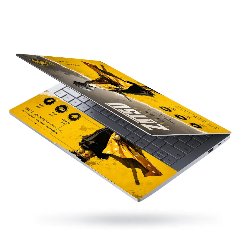 Anime Demon Slayer Zenitsu Thunder Breathing Yellow Laptop Skin - View 3
