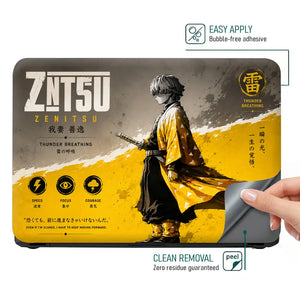 Anime Demon Slayer Zenitsu Thunder Breathing Yellow Laptop Skin - View 4