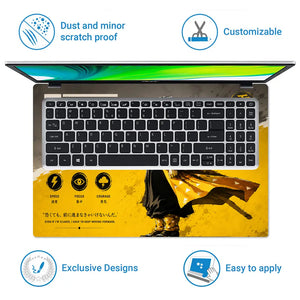 Anime Demon Slayer Zenitsu Thunder Breathing Yellow Laptop Skin - View 5