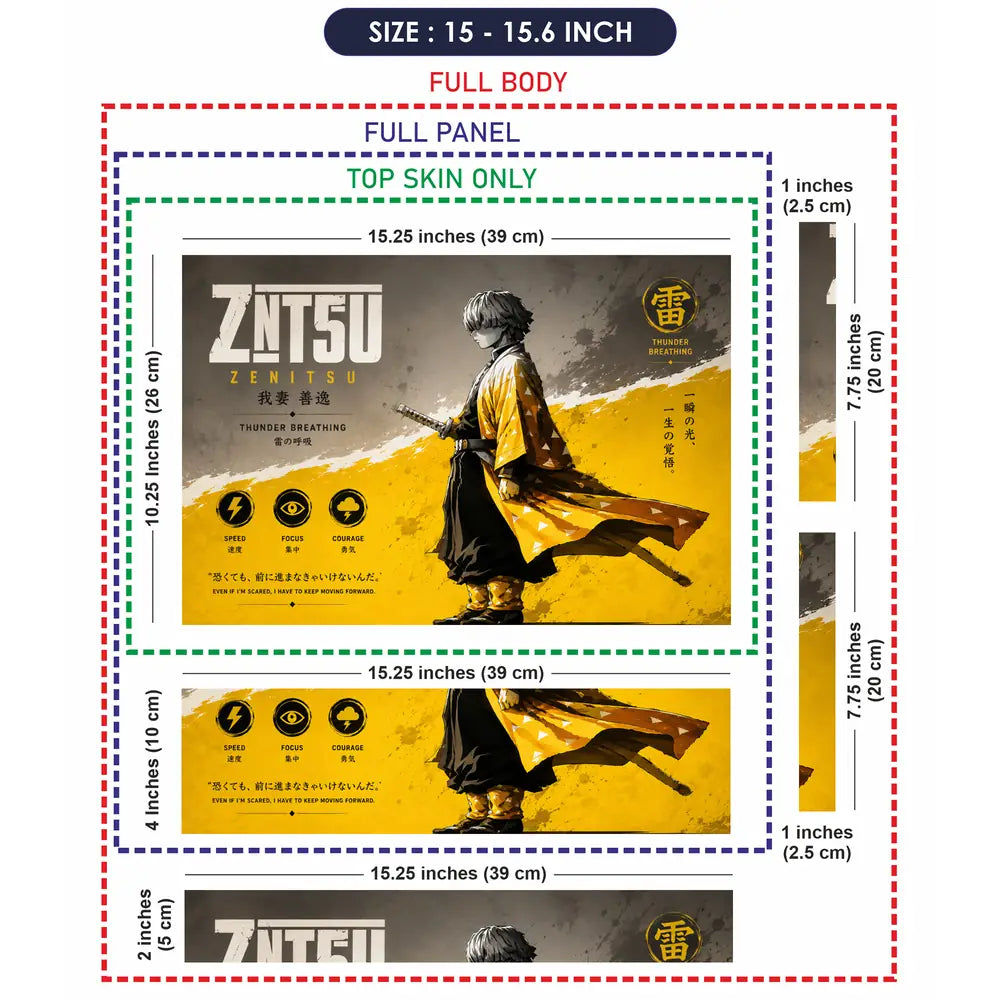 Anime Demon Slayer Zenitsu Thunder Breathing Yellow Laptop Skin - View 8