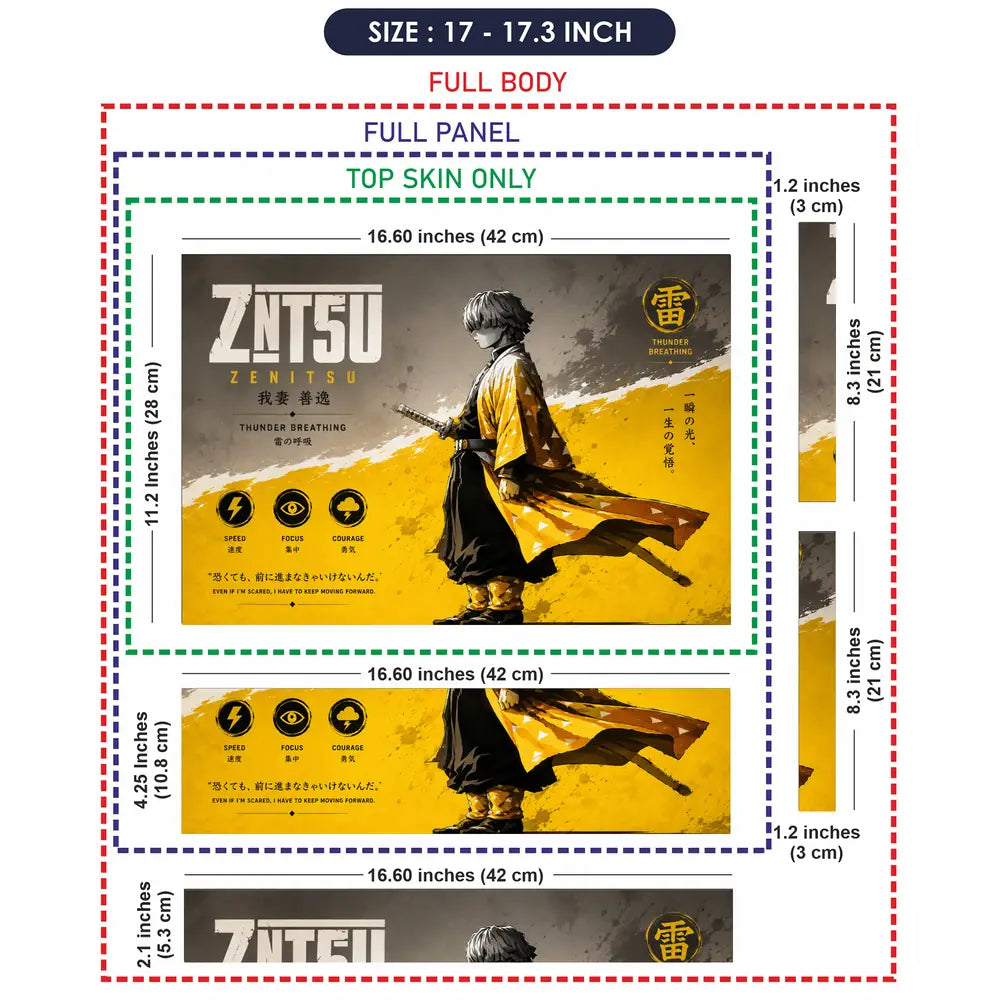 Anime Demon Slayer Zenitsu Thunder Breathing Yellow Laptop Skin - View 9