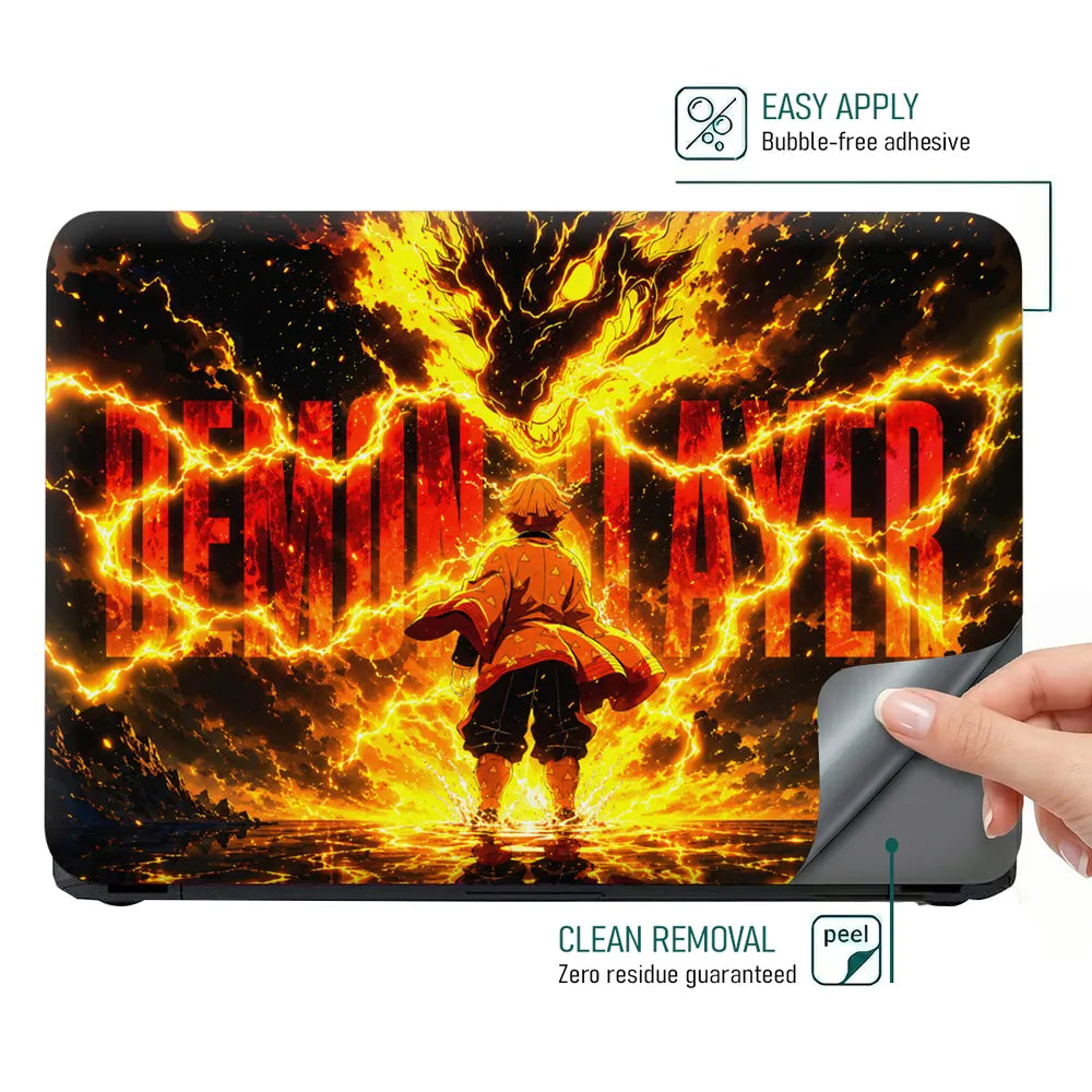 Anime Demon Slayer Zenitsu Thunder Dragon Title Laptop Skin - View 4