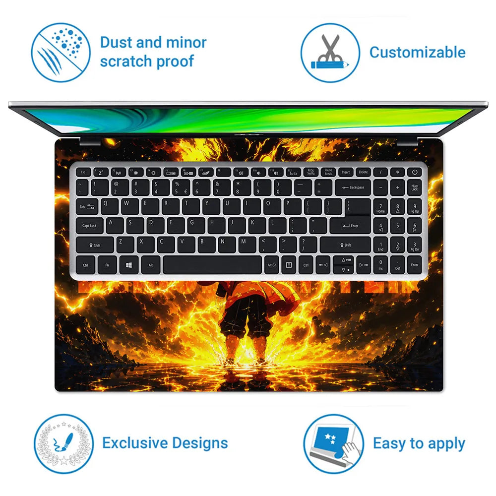 Anime Demon Slayer Zenitsu Thunder Dragon Title Laptop Skin - View 5