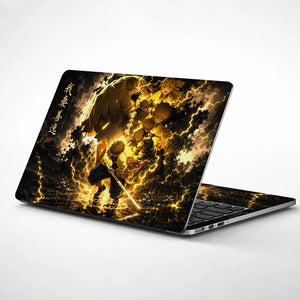 Anime Demon Slayer Zenitsu Thunder Sword Crouch Laptop Skin - View 1