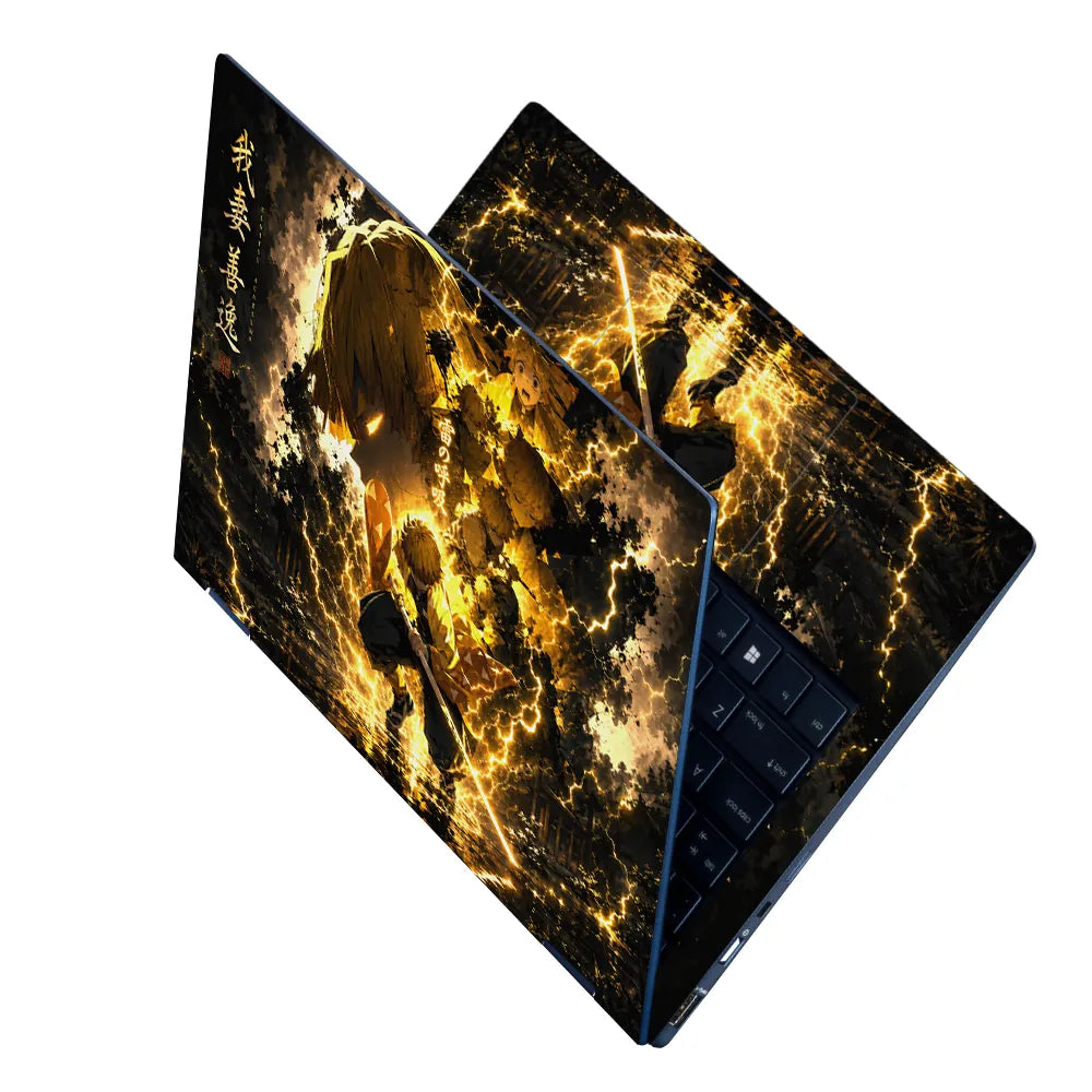 Anime Demon Slayer Zenitsu Thunder Sword Crouch Laptop Skin - View 2