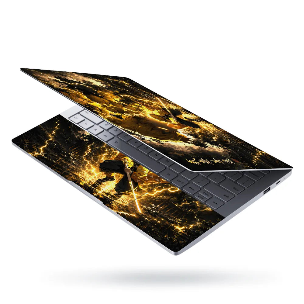 Anime Demon Slayer Zenitsu Thunder Sword Crouch Laptop Skin - View 3