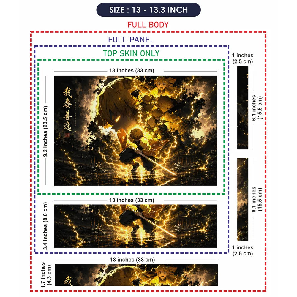 Anime Demon Slayer Zenitsu Thunder Sword Crouch Laptop Skin - View 6