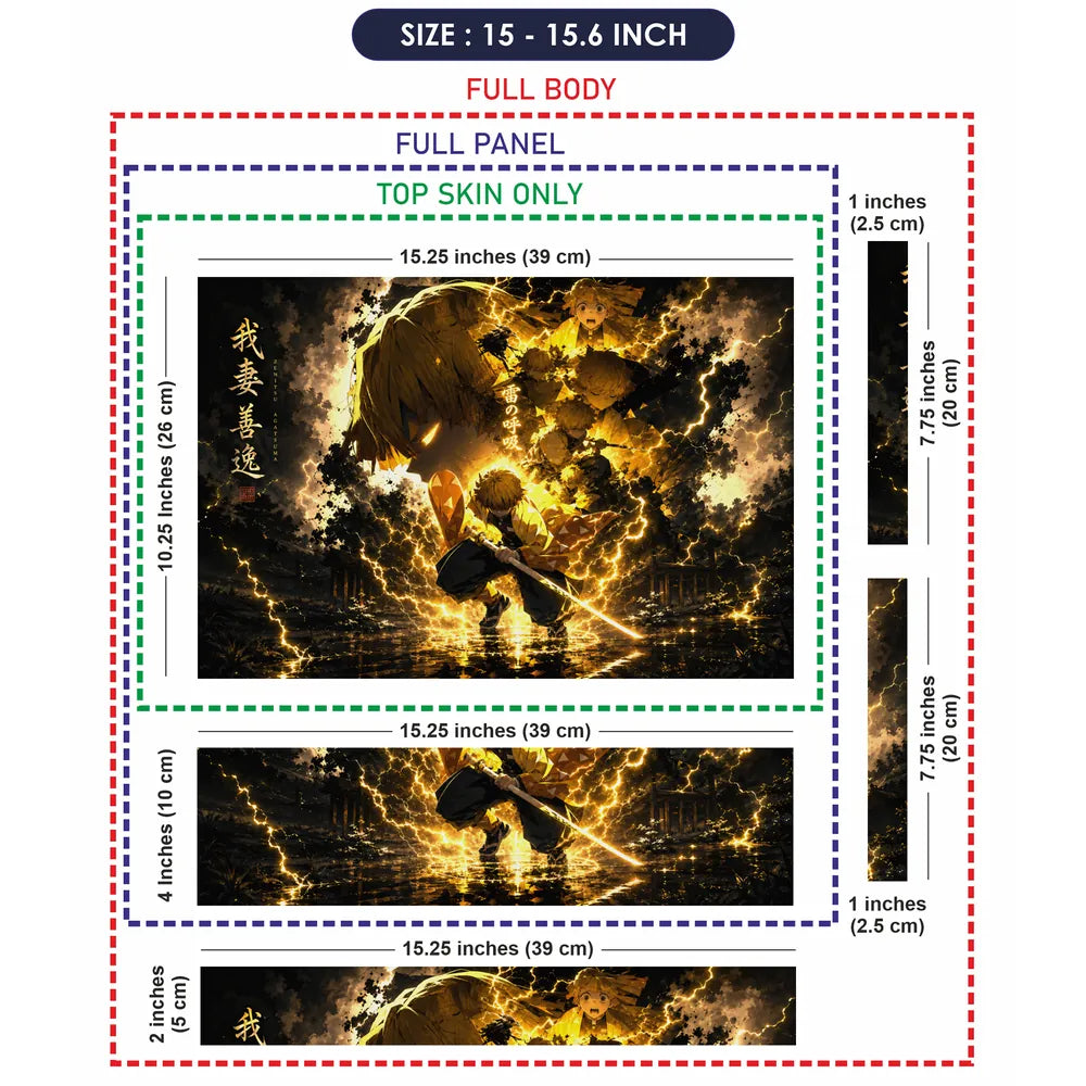 Anime Demon Slayer Zenitsu Thunder Sword Crouch Laptop Skin - View 8