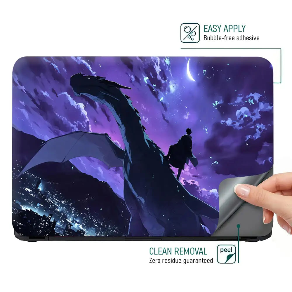 Anime Dragon Rider Night Sky Laptop Skin - View 4