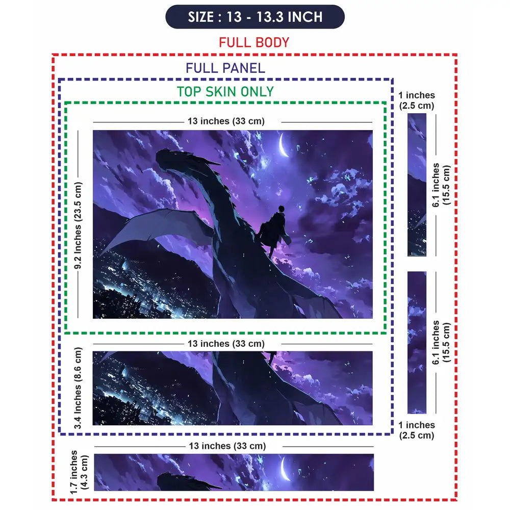 Anime Dragon Rider Night Sky Laptop Skin - View 6