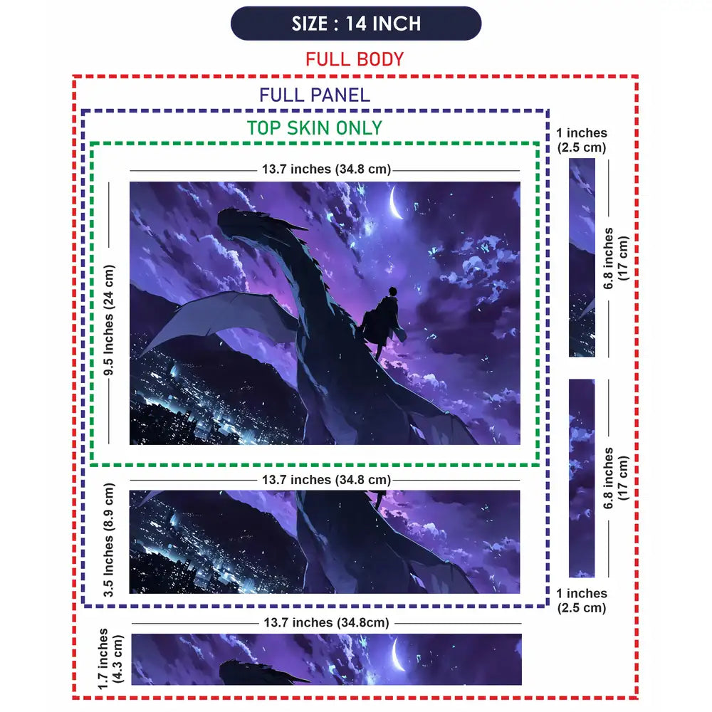 Anime Dragon Rider Night Sky Laptop Skin - View 7
