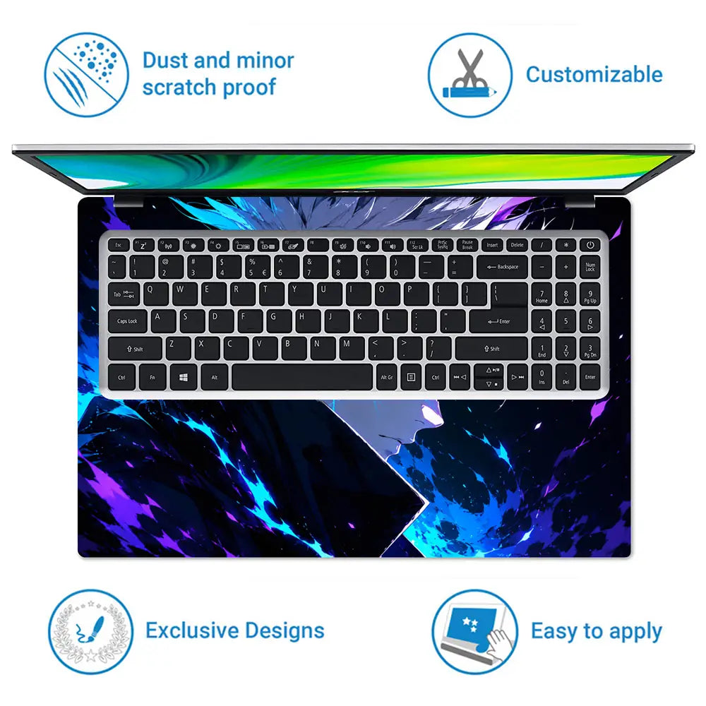 Anime Jujutsu Kaisen Gojo Profile Blue Laptop Skin - View 5