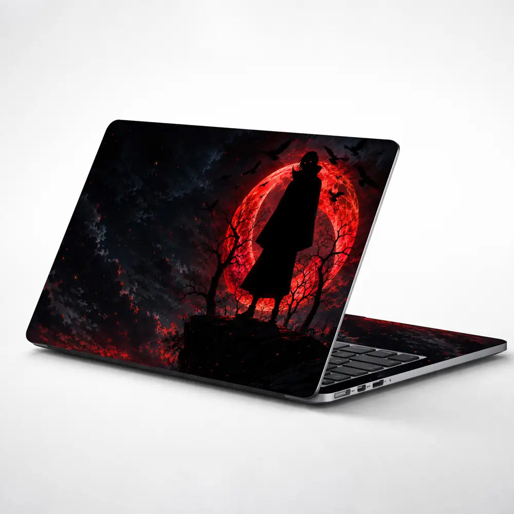 Anime Naruto Itachi Silhouette Red Moon Laptop Skin - View 1