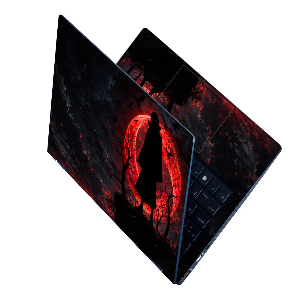 Anime Naruto Itachi Silhouette Red Moon Laptop Skin - View 2