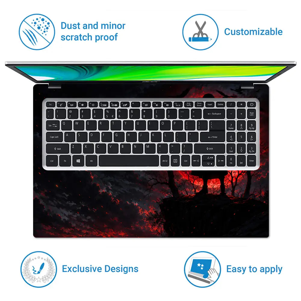 Anime Naruto Itachi Silhouette Red Moon Laptop Skin - View 5